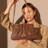 Minimally designed Maillard style pleated small bag, light luxury shoulder bag