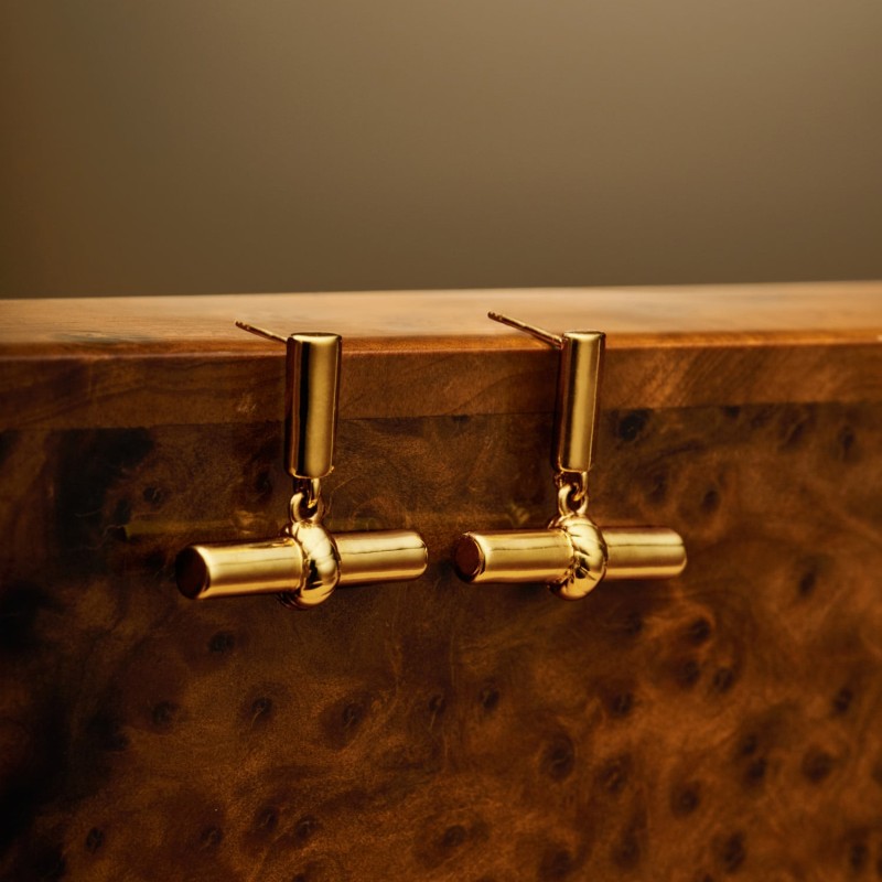 Themis Waterproof Gold T-Bar Earrings